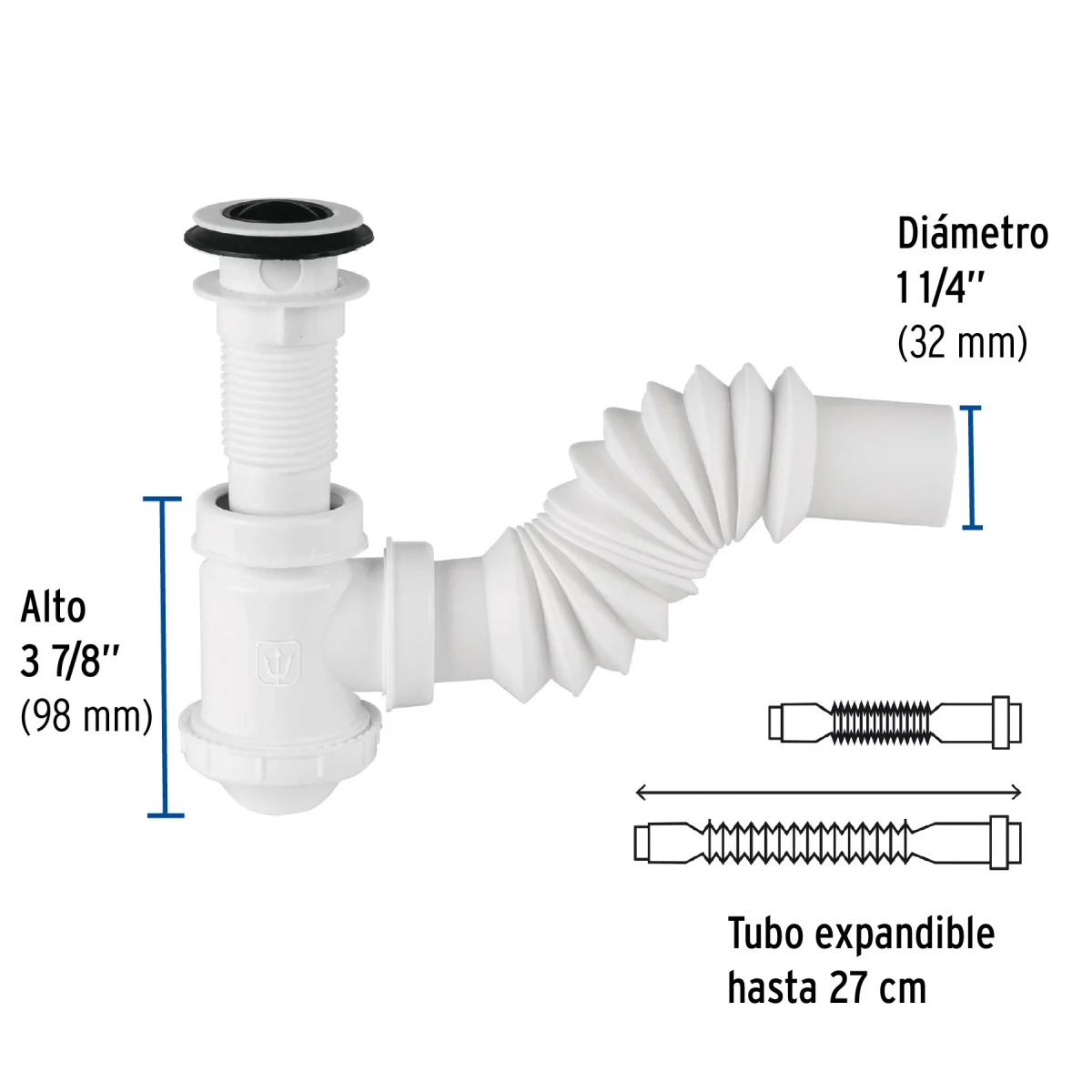 cespol-polipropileno-flexible-bote-lavabo-1-pieza-truper-foset-49366 - Imagen 2