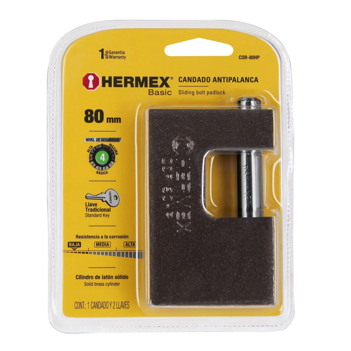 candado-antipalanca-80-mm-cuerpo-hierro-basic-1-pieza-truper-hermex-cor-80hp-22517 - Imagen 4