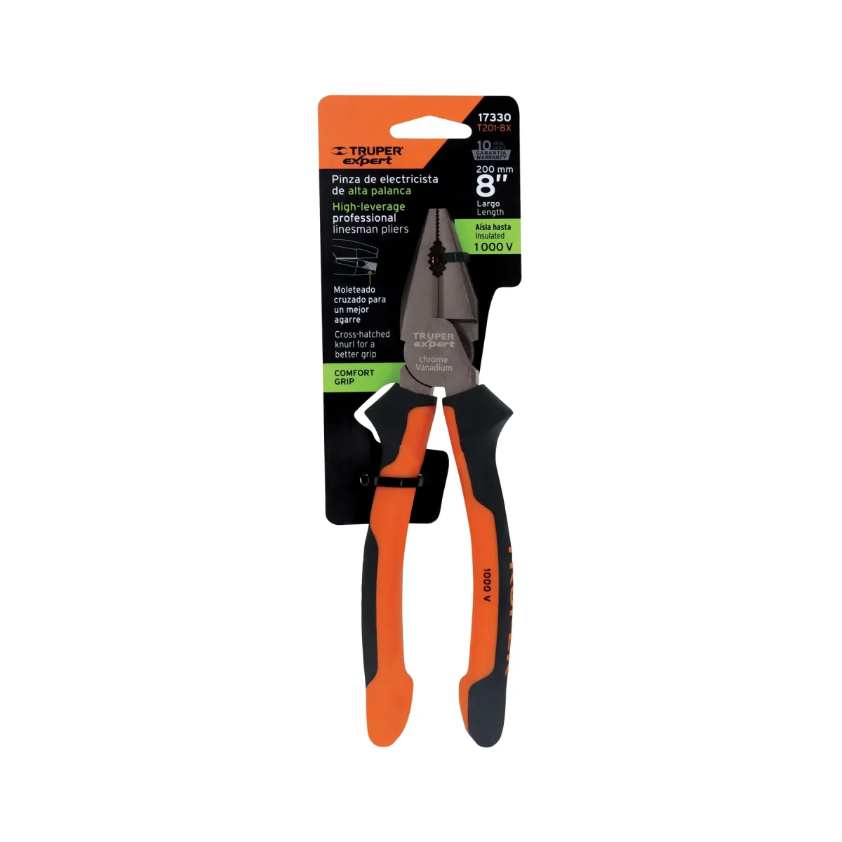 pinza-electricista-8-pulgada-mango-comfort-1-pieza-truper-t201-8x-17330 - Imagen 2
